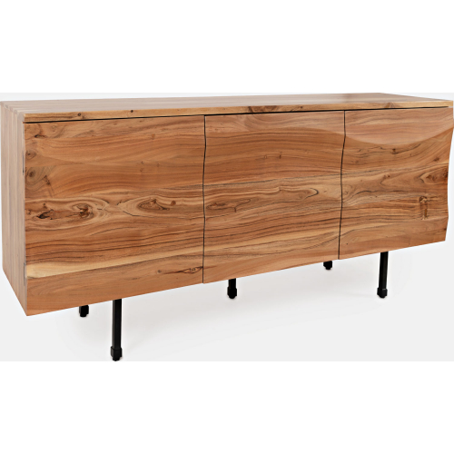 The Wave 72" 3 Door Accent Cabinet in Solid Acacia Wood